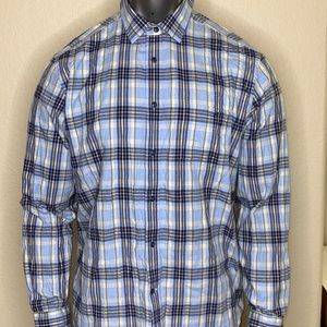 UNTUCKit Mens Blue White Plaid Multi Color LS Button Up Shirt Size XL